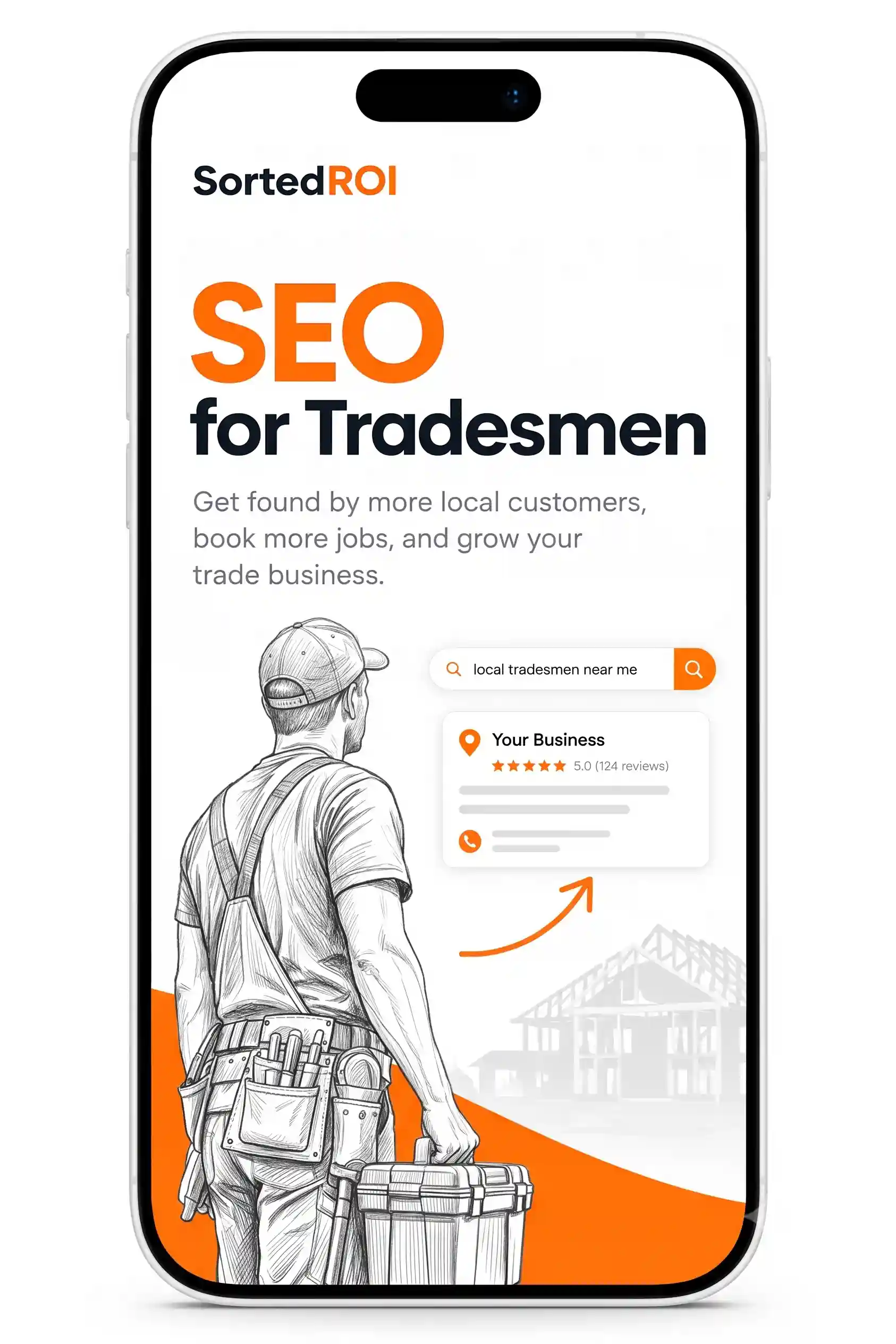 SEO for Tradesmen: Rank on Google, Get Booked Jobs, Stop Paying Lead Fees 1 Marketing agency Sorted ROIs hero image for their service page about SEO for Tradesmen on their sortedroi.com website