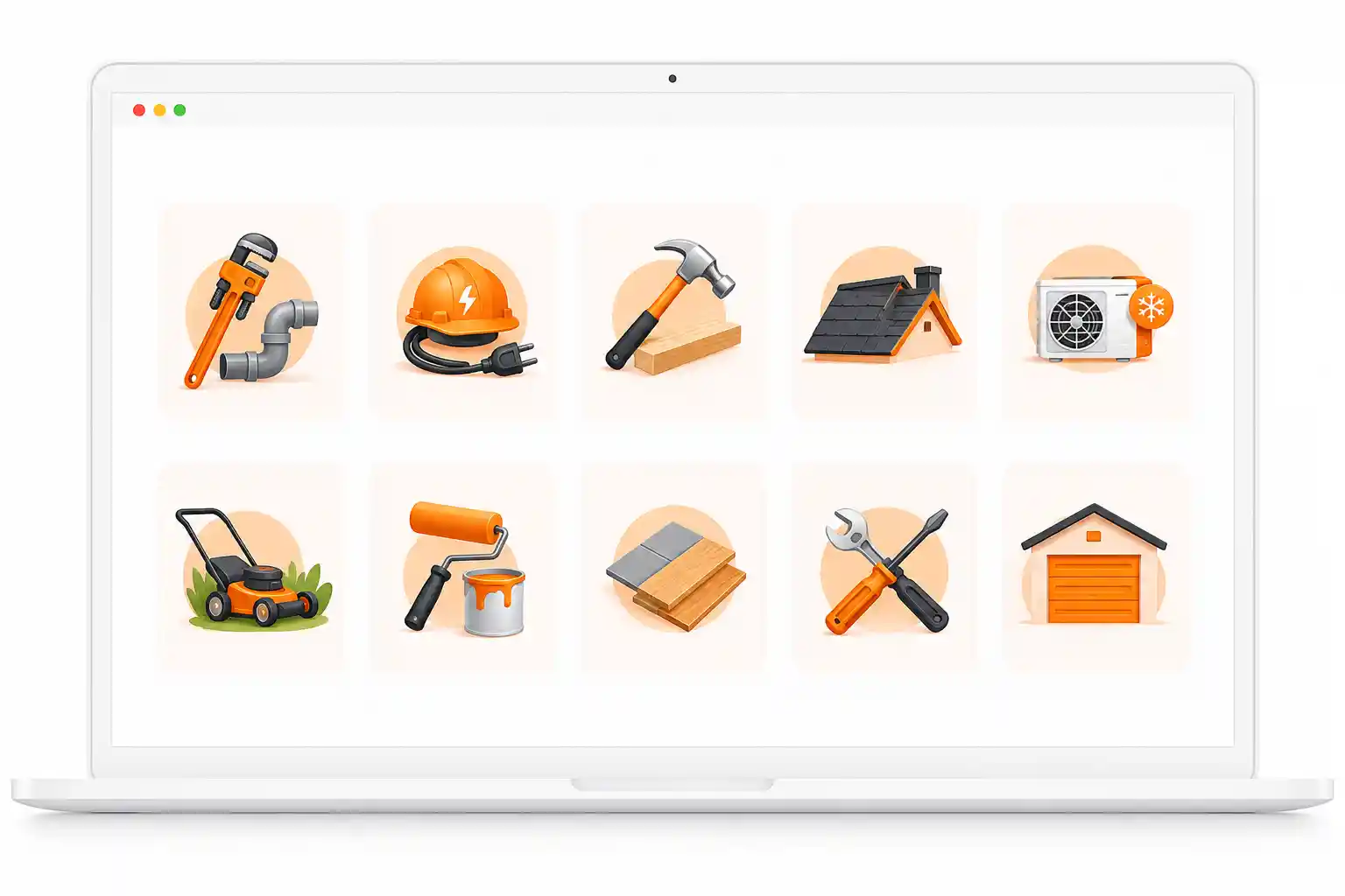Marketing agency Sorted ROIs image on the service page about Facebook Ads for Tradesmen showing many types of tradesmen clientele on sortedroi.com website