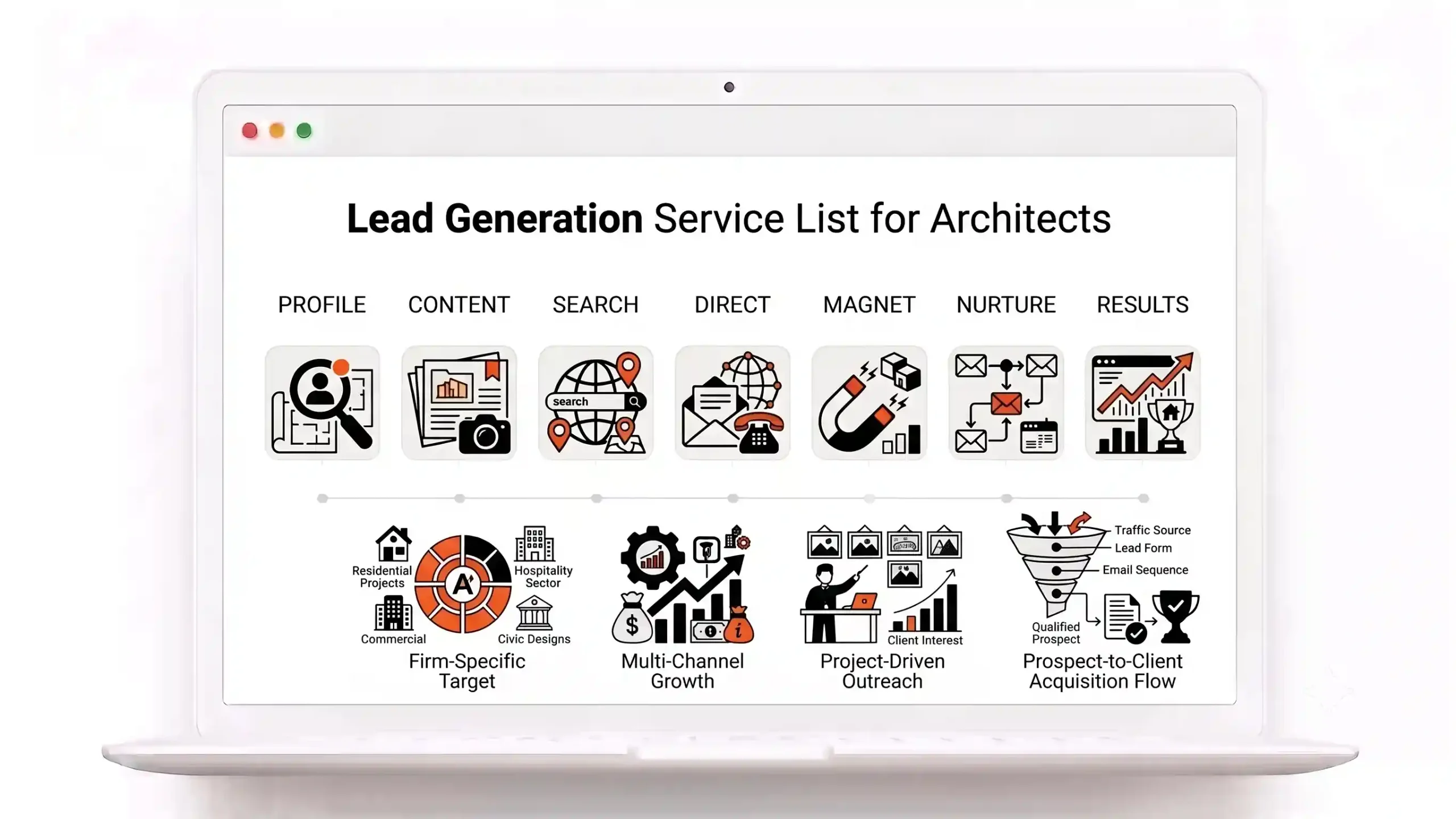 Lead Generation Services for Architects • #1 Lead Gen Agency for Architects • Sorted ROI 2 Marketing agency Sorted ROI's image for the service page about Lead Generation Services for Architects showing Full Lead Generation Services List on sortedroi.com website