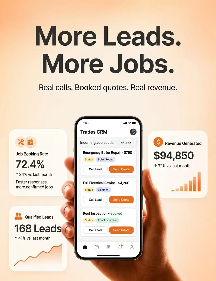 Leads for Tradesmen • #1 Lead Generation Agency for Tradesmen • Sorted ROI 1 Marketing agency Sorted ROI's hero image of the service page about Leads for Tradesmen on sortedroi.com website